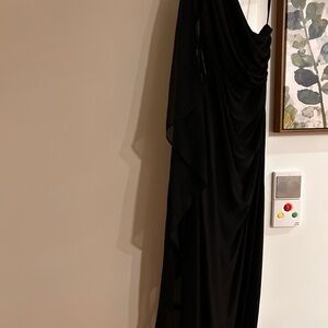 Ralph Lauren Black Maxi Gown One Shoulder Sleeveless Cocktail